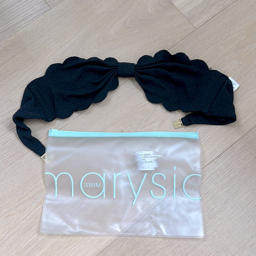 Marysia black Antibes scalloped top in size small